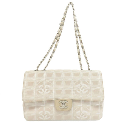 CHANEL Shoulder Bag canvas beige New travel line