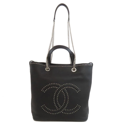 CHANEL Tote Bag Calfskin black Chain bag 2WAY