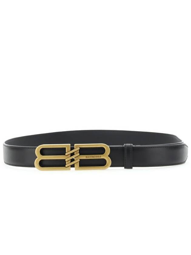 Luxury Balenciaga Trending 2025 BB Signature 30 Buckle Leather Belt Black