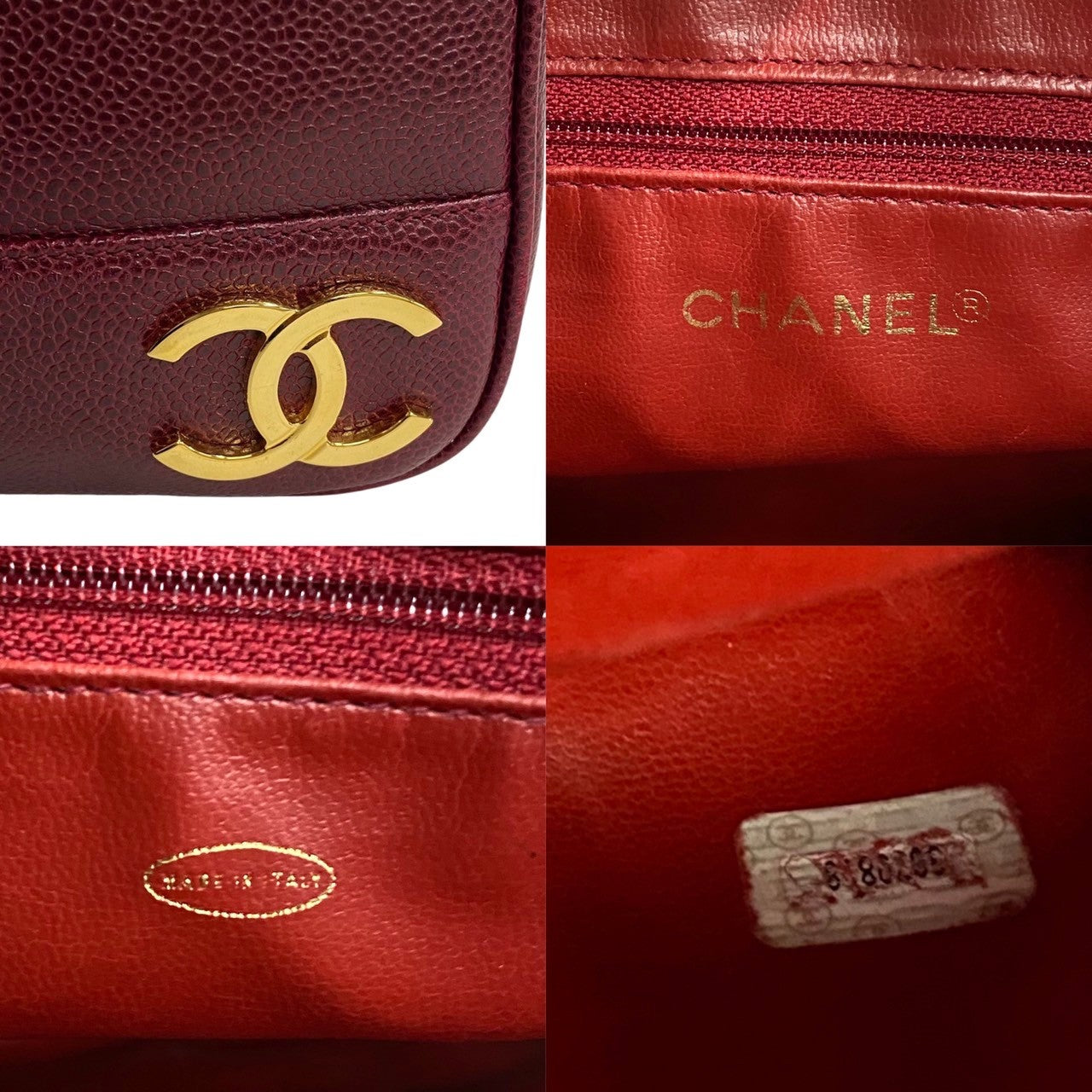 CHANEL Tote Bag leather wine-red Caviar skin Women