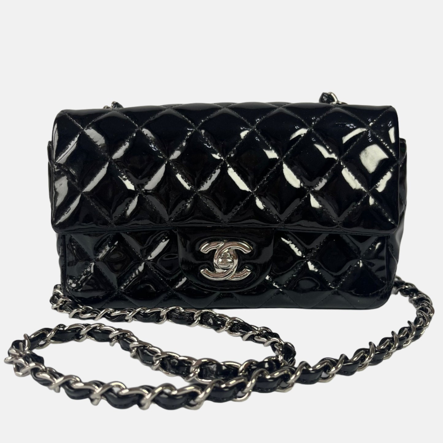 Part 3/3 Chanel Classic Flap Rectangular Mini Black Patent Leather Silver Hardware, 2013-2014