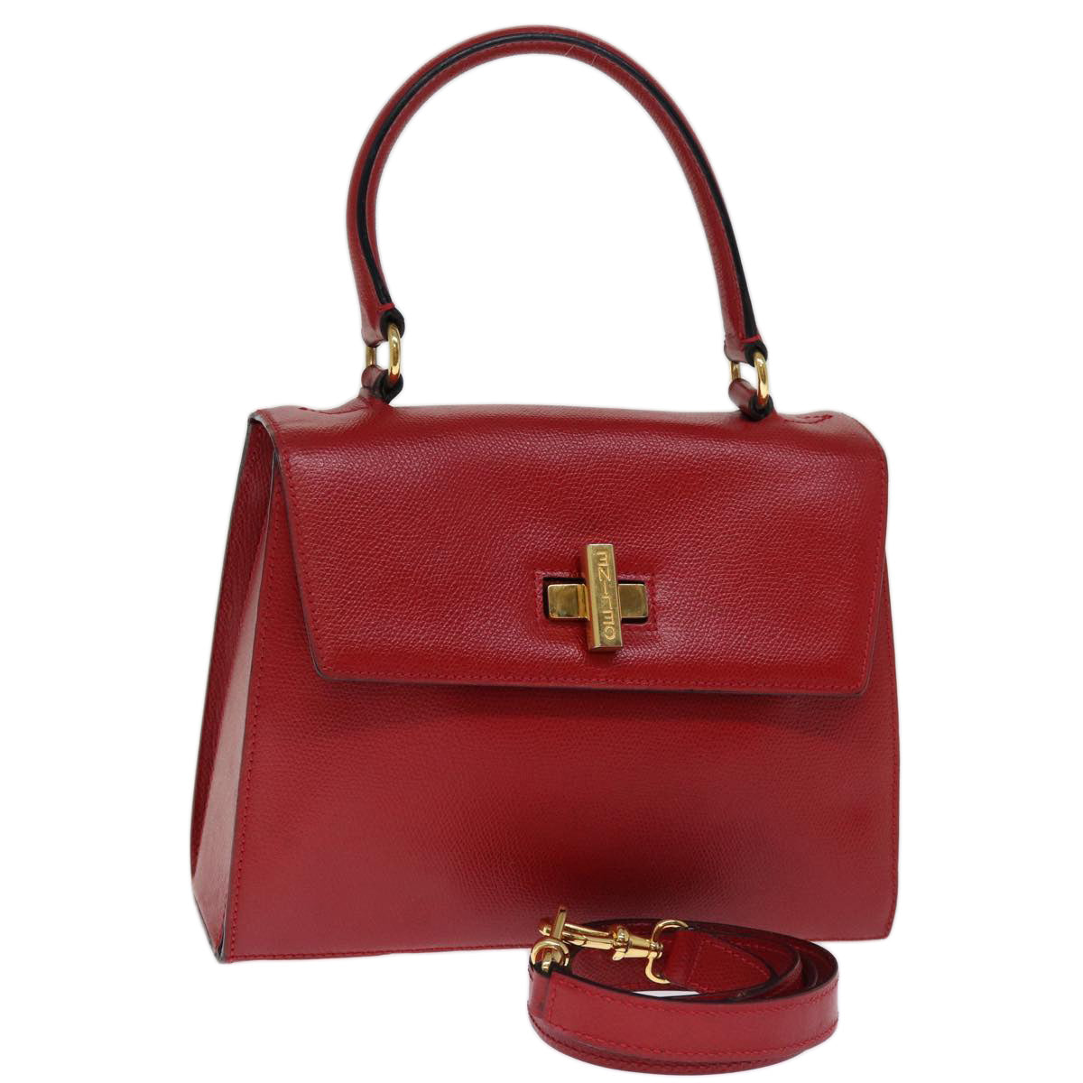 Luxury CELINE Hand Bag Leather 2way Red  75818