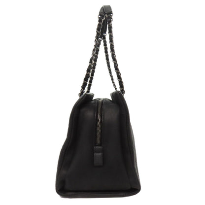 CHANEL Handbag Calfskin black ChainShoulder COCO Mark SilverMetal