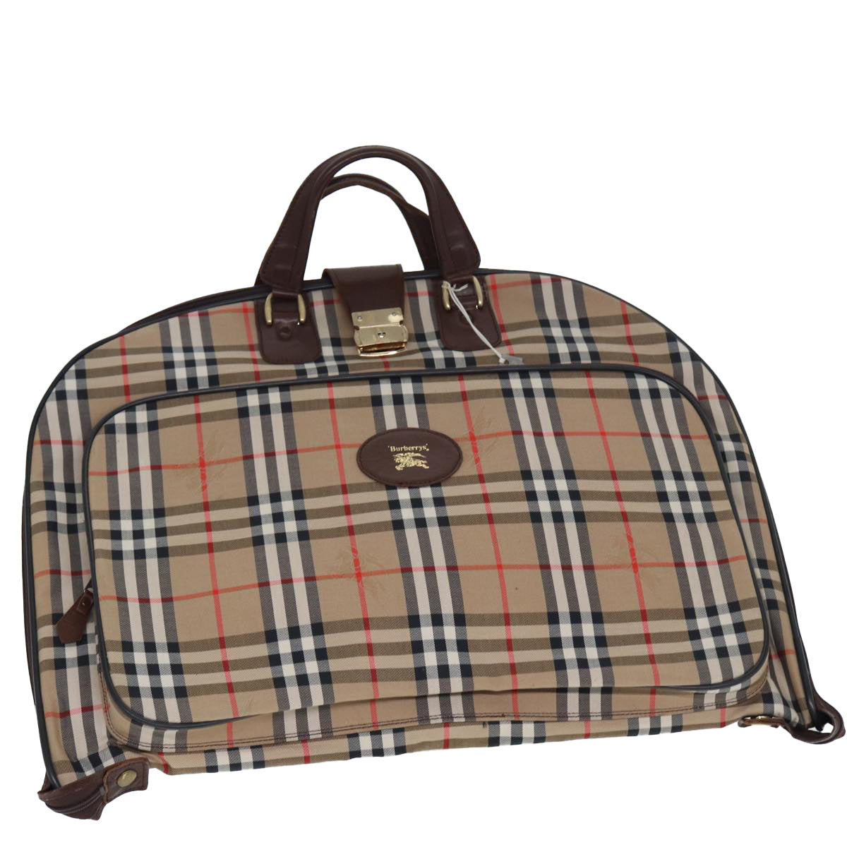 Luxury BurberrySs Nova Check Garment Cover Canvas Beige Brown Auth 75841