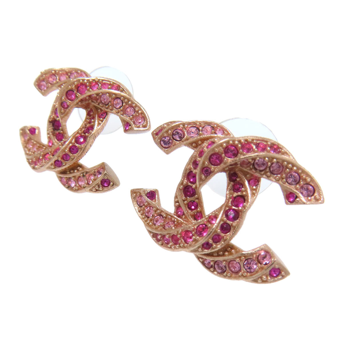 CHANEL Pierce metallic gold COCO Mark rhinestone
