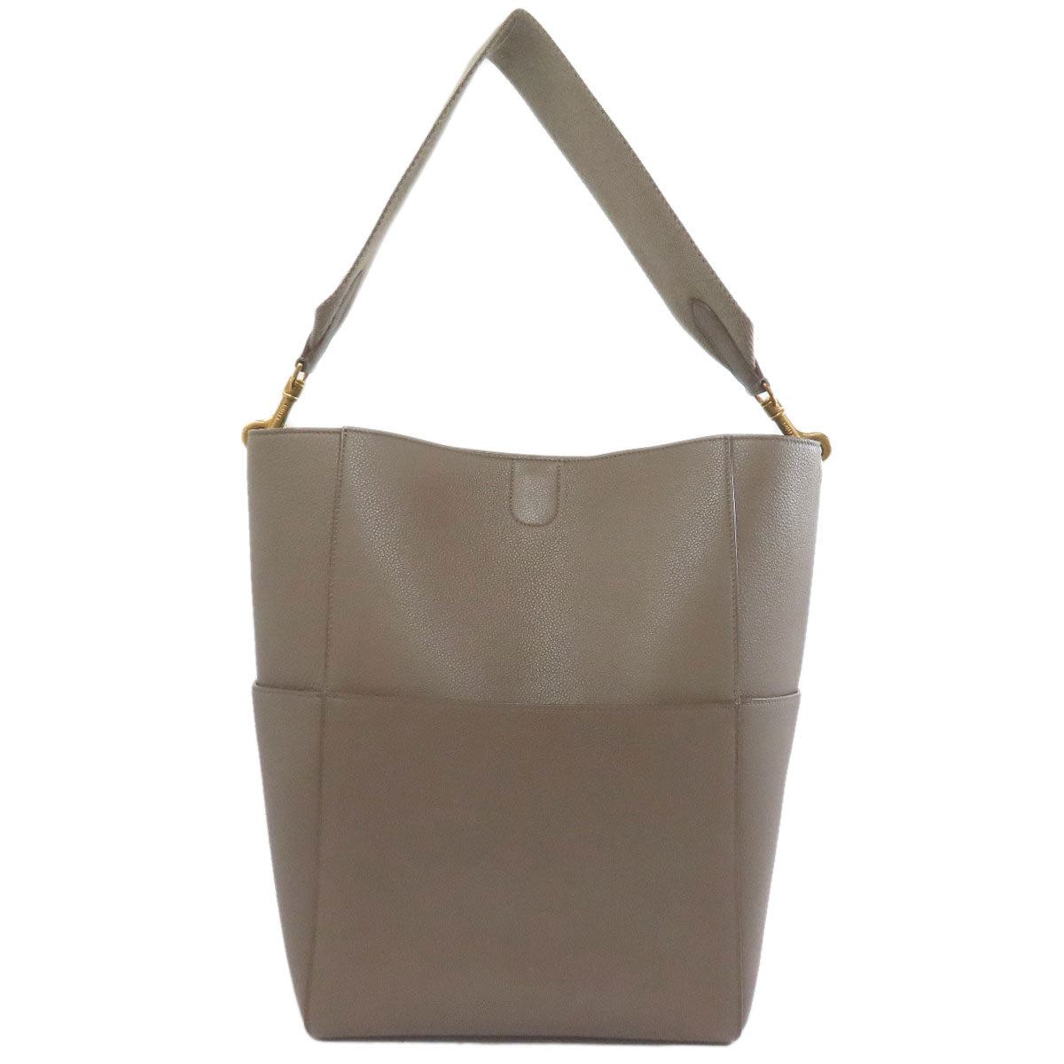 CELINE Tote Bag leather Brown Sangle Bucket