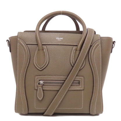 CELINE Handbag Calfskin Brown Luggage nano 2 WAY