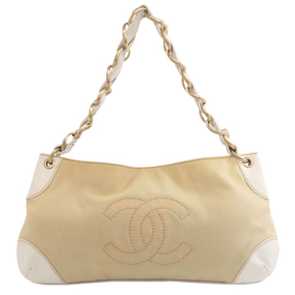 CHANEL Handbag canvas beige COCO Mark Gold Metal