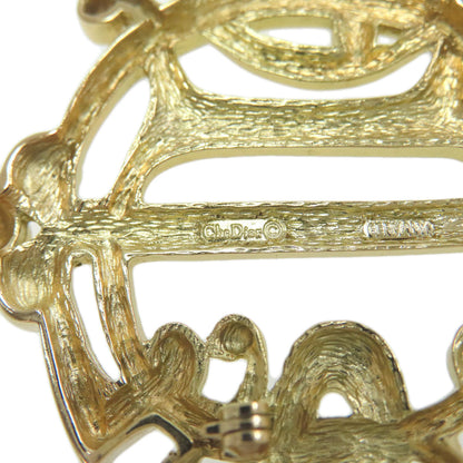Christian Dior Brooch metallic gold logo