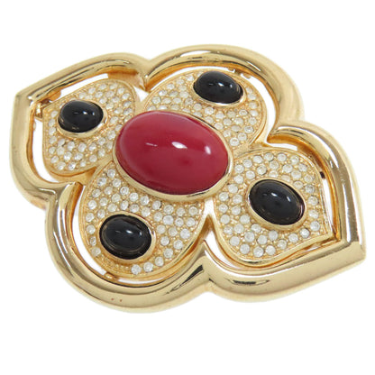 Christian Dior Brooch metallic gold Rhinestone
