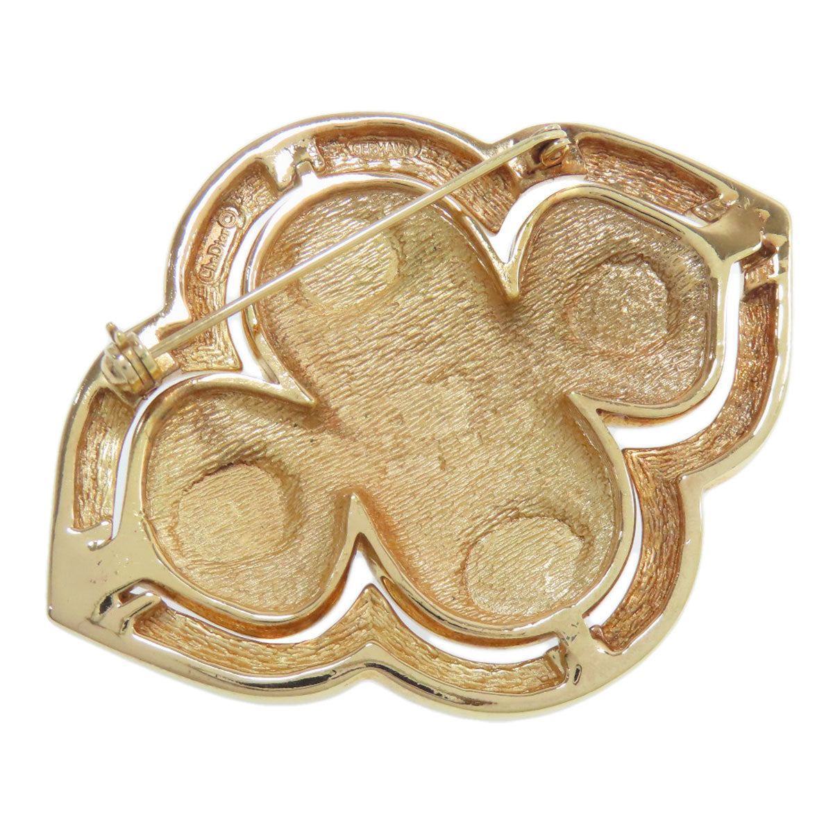 Christian Dior Brooch metallic gold Rhinestone