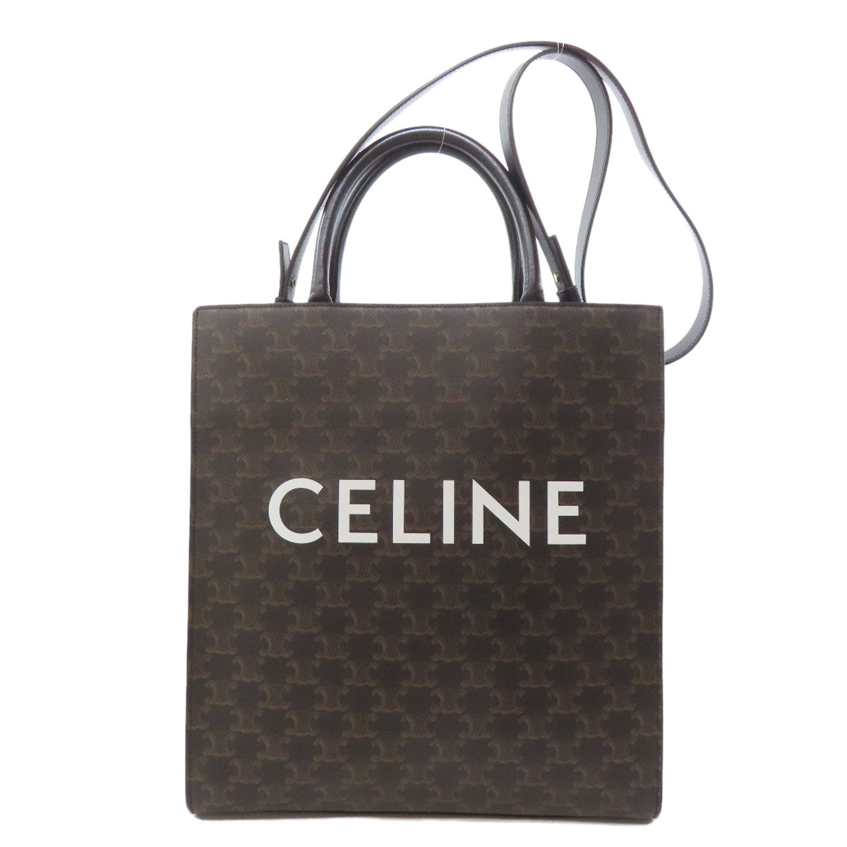 CELINE Handbag PVC Brown Vertical Cabas Triomphe 2WAY
