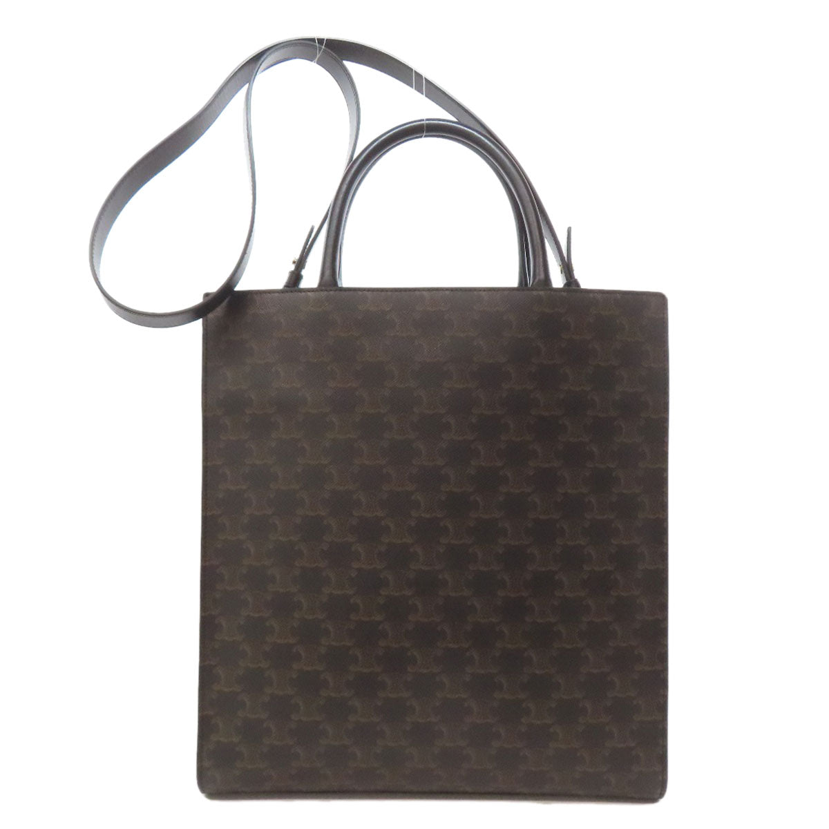 CELINE Handbag PVC Brown Vertical Cabas Triomphe 2WAY