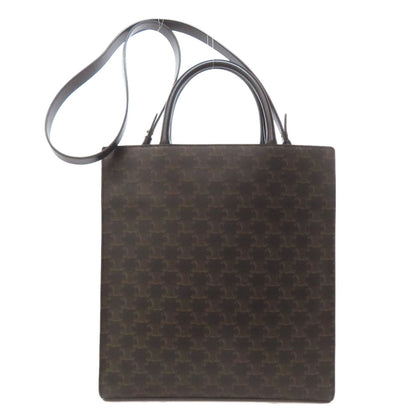 CELINE Handbag PVC Brown Vertical Cabas Triomphe 2WAY