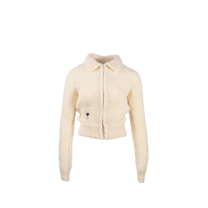 Dior Size 36 Fleece Blouse Zip-up Knit Jacket Wool/Cashmere