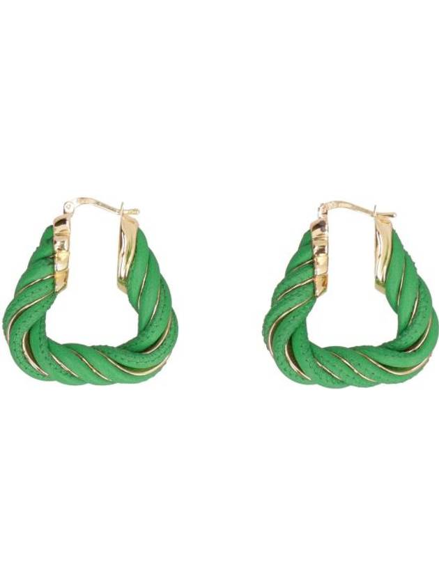 Luxury Bottega Veneta Twisted Triangle Hoop Earrings Green