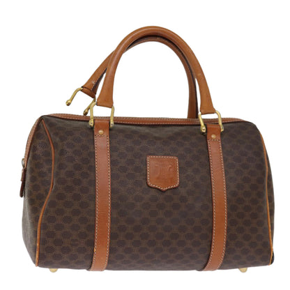 Luxury CELINE Macadam Canvas Boston Bag PVC Leather Brown  76018