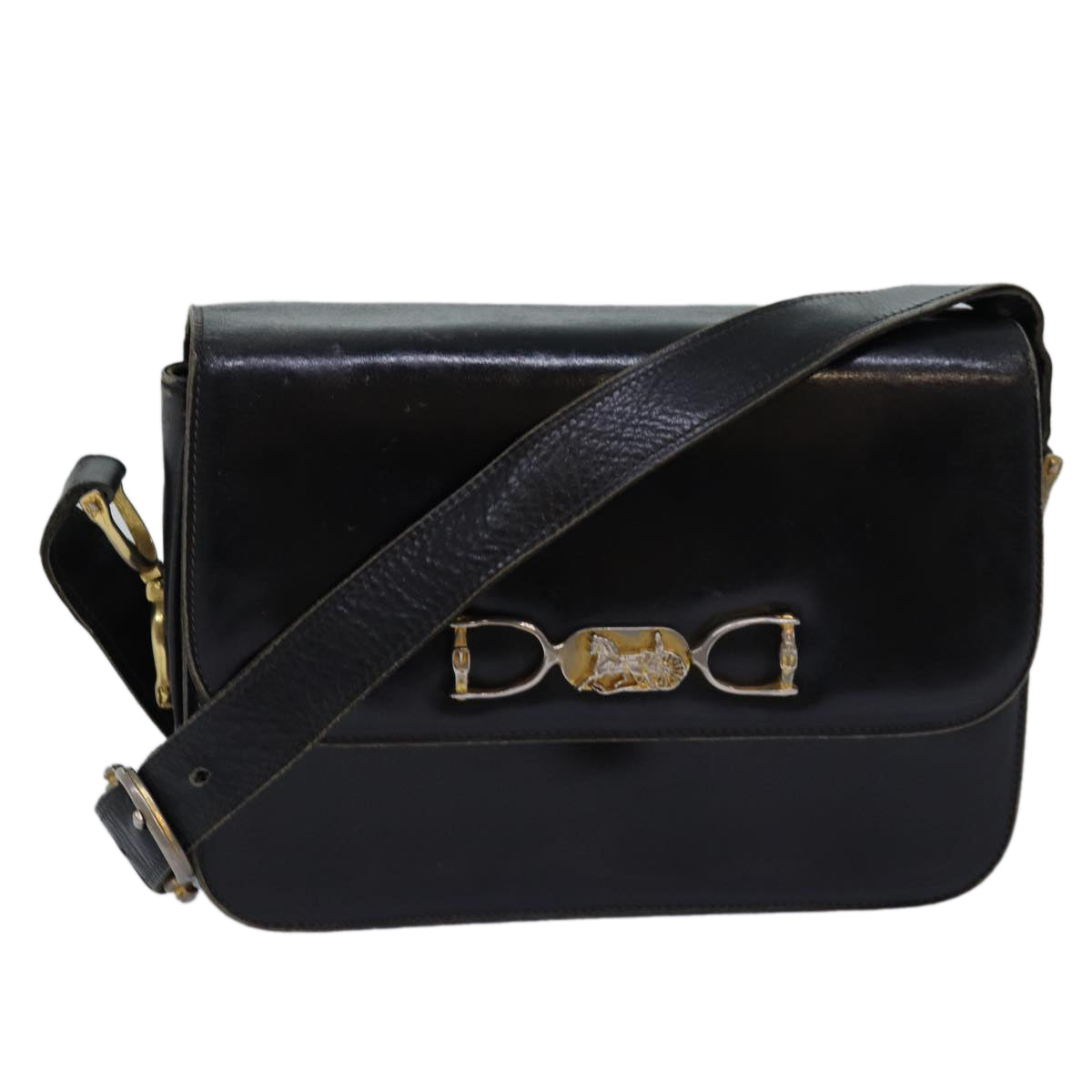 Luxury CELINE Shoulder Bag Leather Black  76080