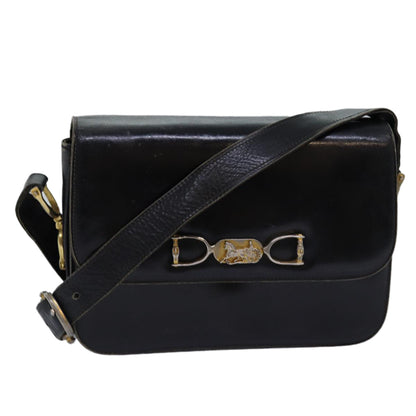 Luxury CELINE Shoulder Bag Leather Black  76080