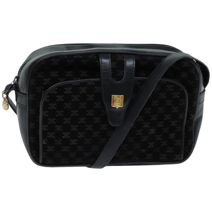 Luxury CELINE Macadam Canvas Shoulder Bag Black  76081