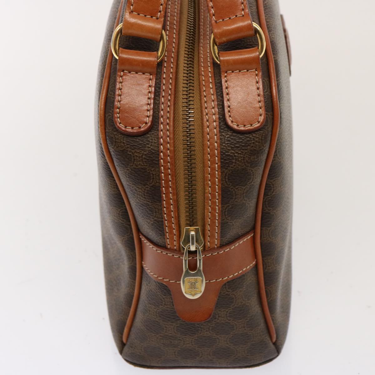 Luxury CELINE Macadam Canvas Hand Bag PVC Brown  76084