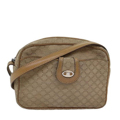 Luxury CELINE Macadam Canvas Shoulder Bag Beige  76085