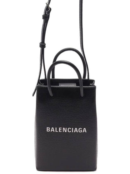 Luxury Balenciaga Trending 2025 Logo Print Phone Holder Small Cross Bag Black