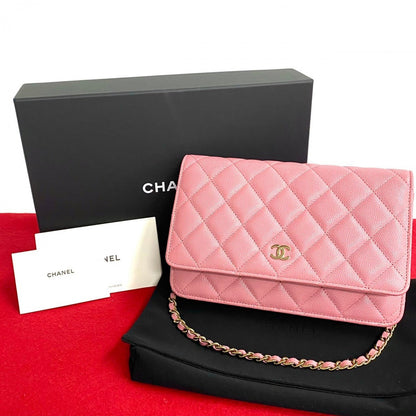 CHANEL Shoulder Bag leather pink Matrasse Caviar skin Women