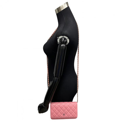 CHANEL Shoulder Bag leather pink Matrasse Caviar skin Women