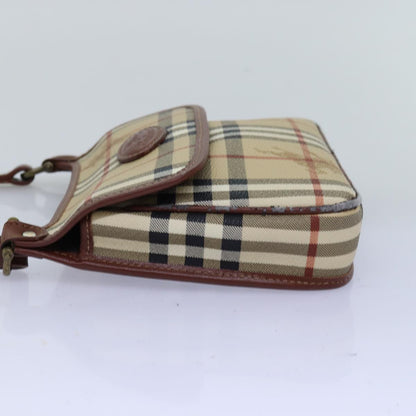 Luxury BurberrySs Nova Check Shoulder Bag PVC Leather Beige Auth 76100