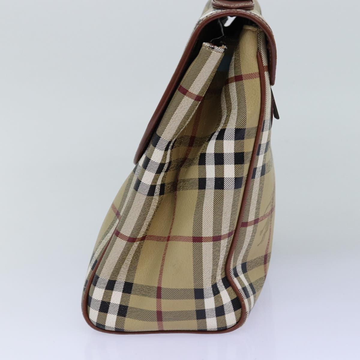 Luxury BurberrySs Nova Check Hand Bag PVC Leather 2way Beige Auth 76101