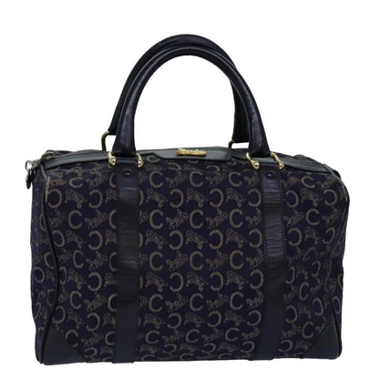 Luxury CELINE C Macadam Canvas Boston Bag Navy  76140