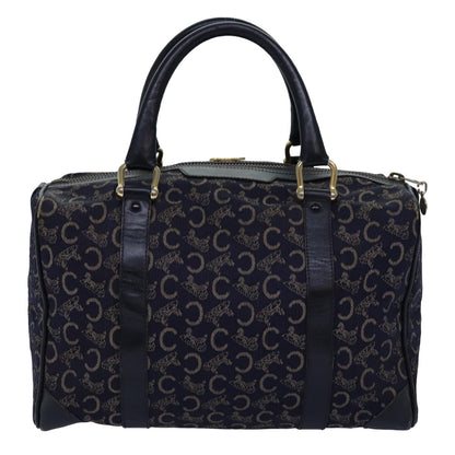 Luxury CELINE C Macadam Canvas Boston Bag Navy  76140