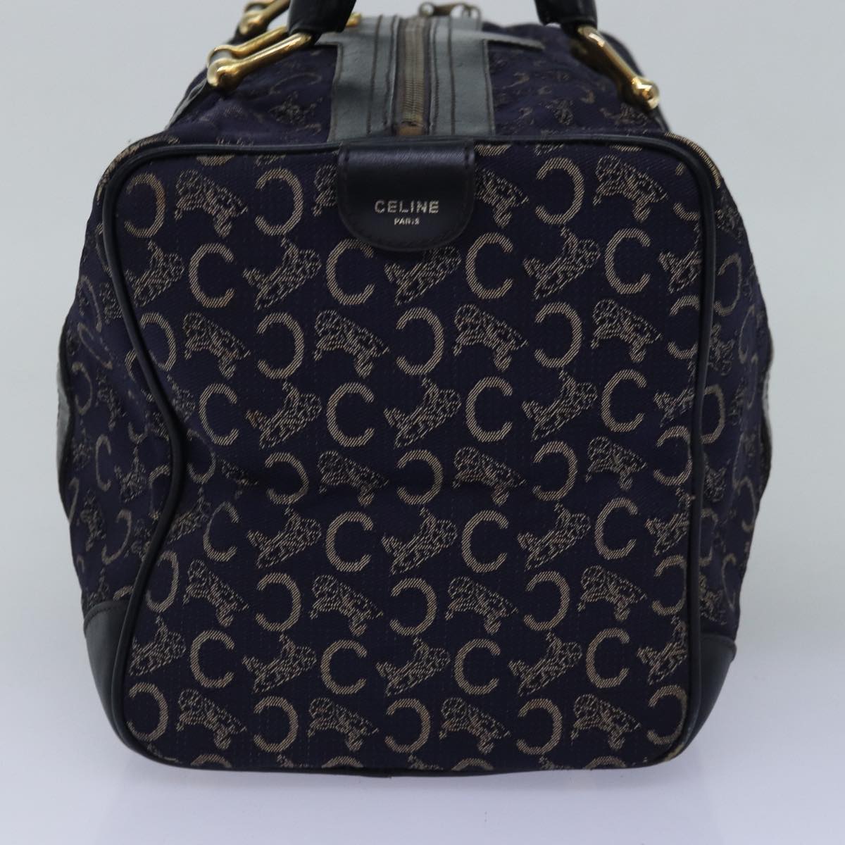 Luxury CELINE C Macadam Canvas Boston Bag Navy  76140