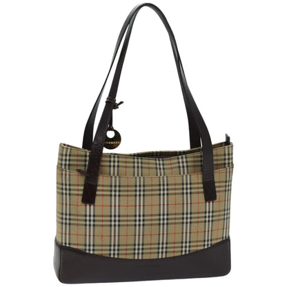 Luxury Burberry Nova Check Tote Bag Canvas Beige Auth 76146