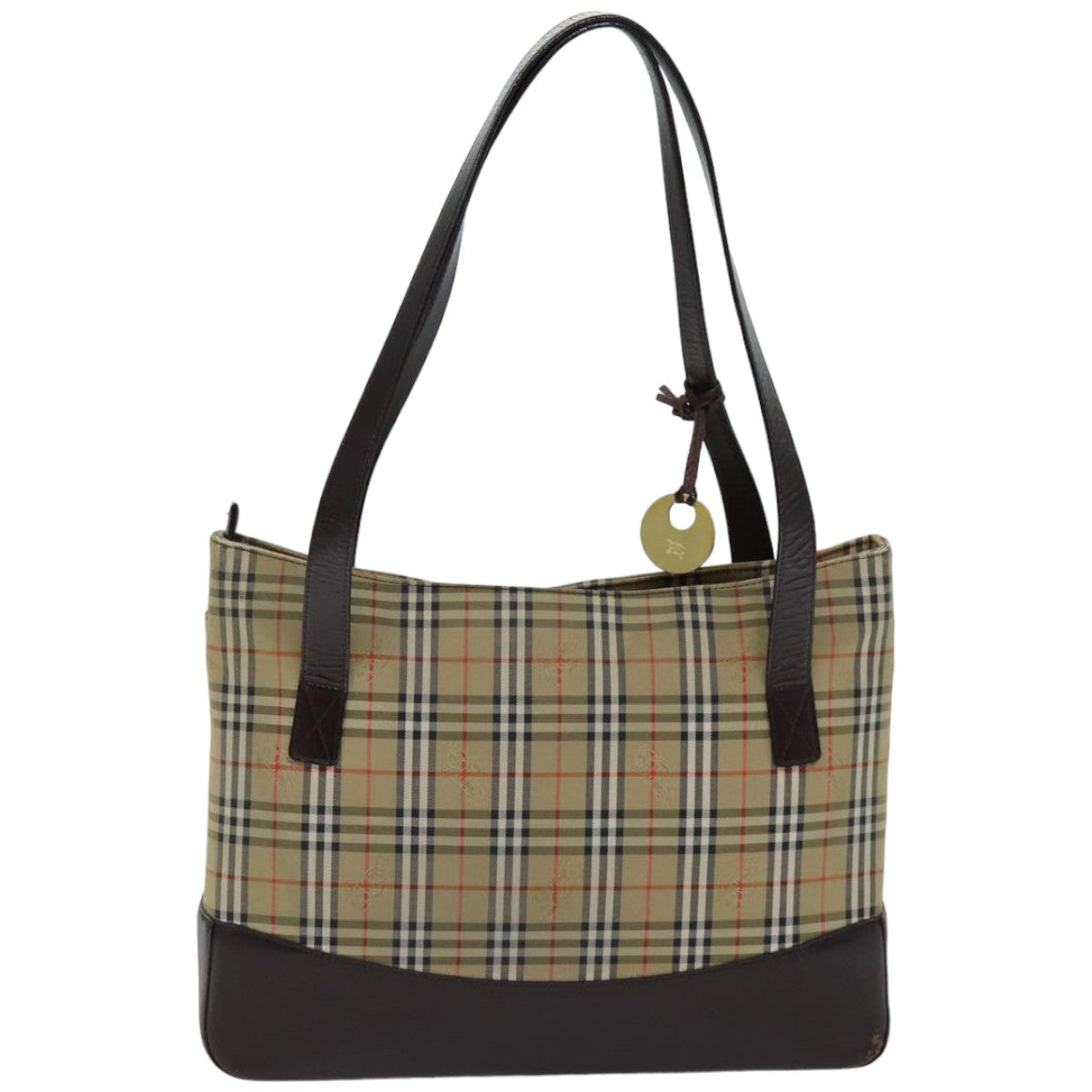 Luxury Burberry Nova Check Tote Bag Canvas Beige Auth 76146