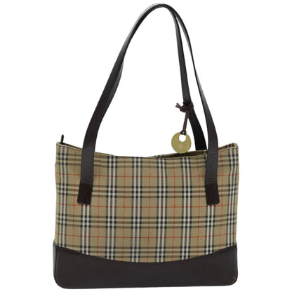 Luxury Burberry Nova Check Tote Bag Canvas Beige Auth 76146