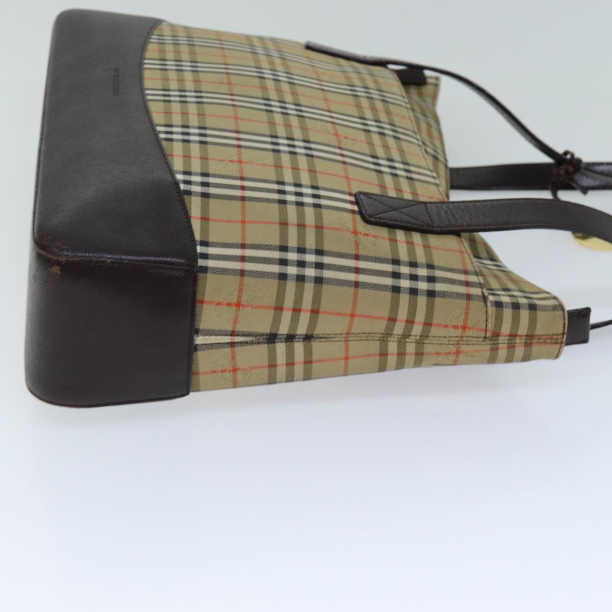 Luxury Burberry Nova Check Tote Bag Canvas Beige Auth 76146