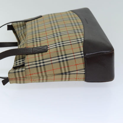 Luxury Burberry Nova Check Tote Bag Canvas Beige Auth 76146