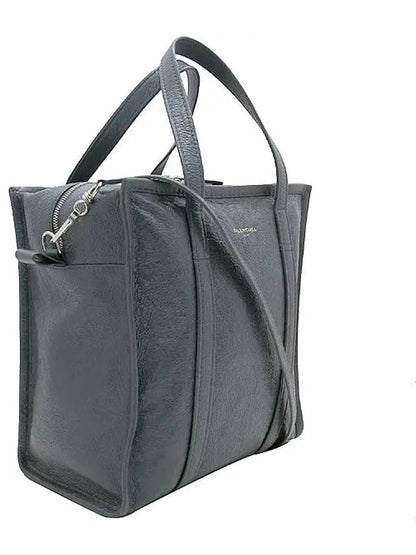Luxury Balenciaga Trending 2025 513990 Gray color leather small bazaar shopper tote bag shoulder strap