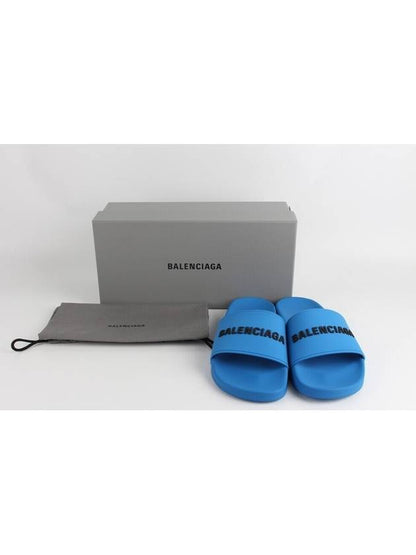 Luxury Balenciaga Trending 2025 logo slippers blue 40 250