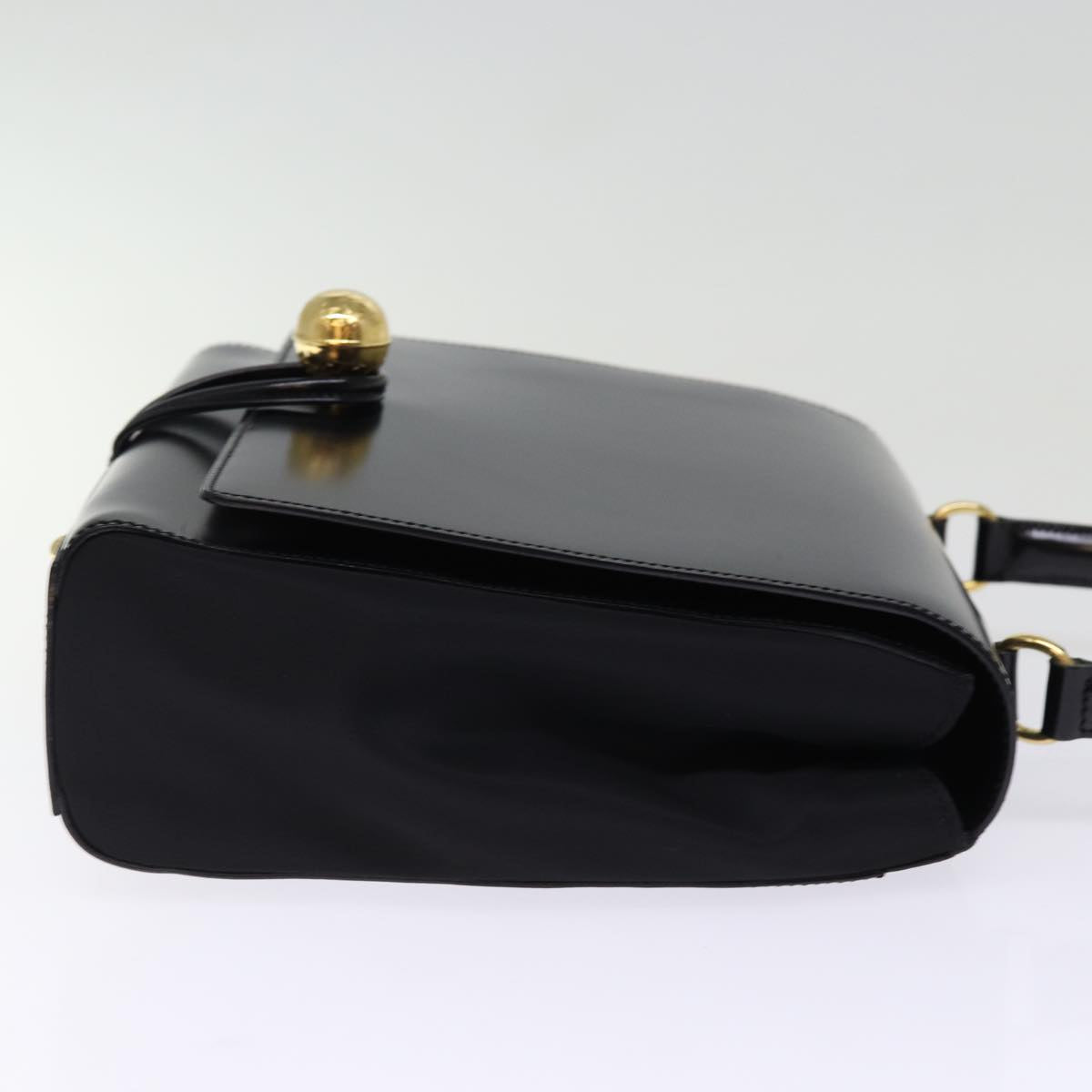 Luxury CELINE Hand Bag Patent leather 2way Black  76412