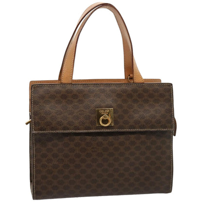 Luxury CELINE Macadam Canvas Hand Bag PVC Leather Brown  76413