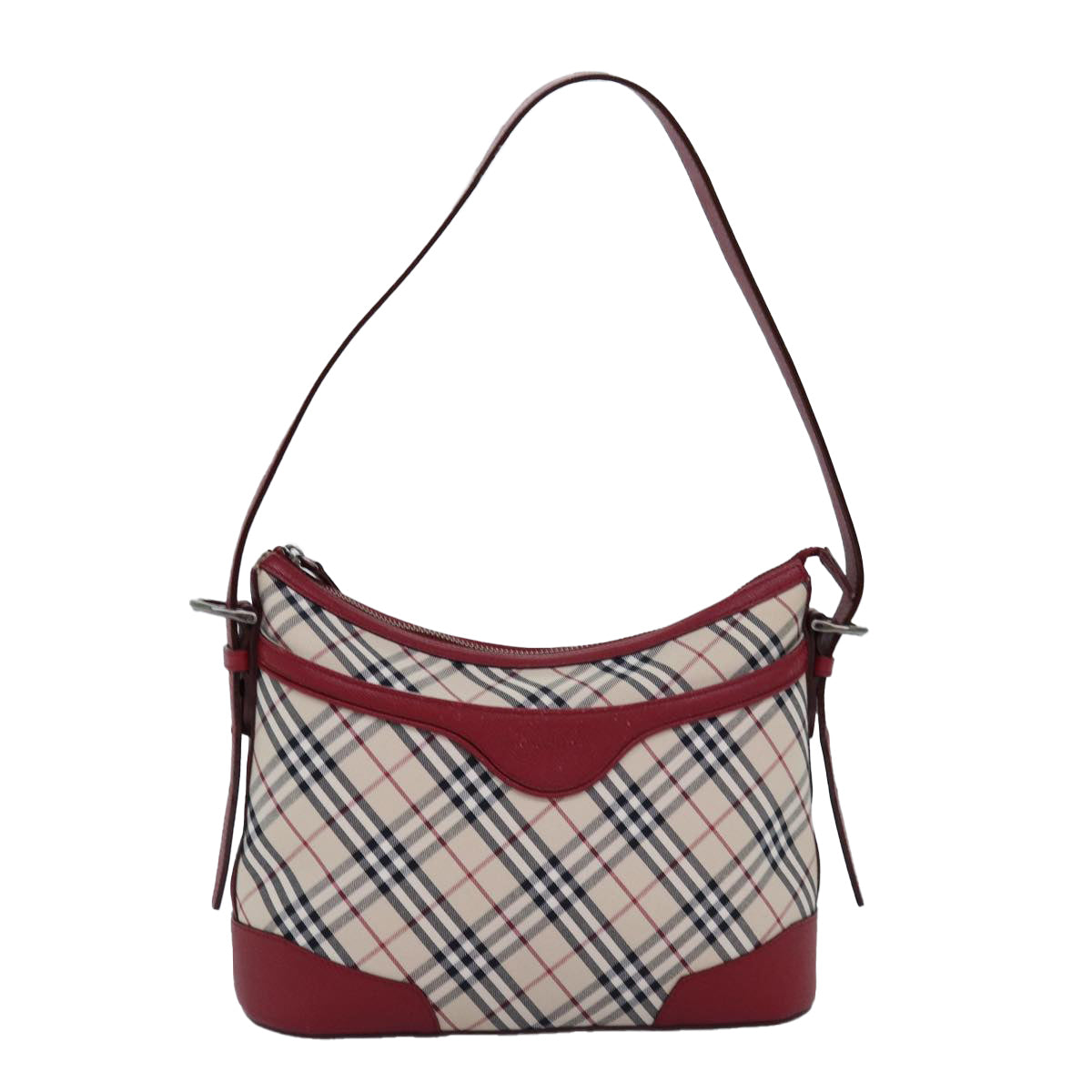 Luxury Burberry Nova Check Shoulder Bag Canvas Red Auth 76480