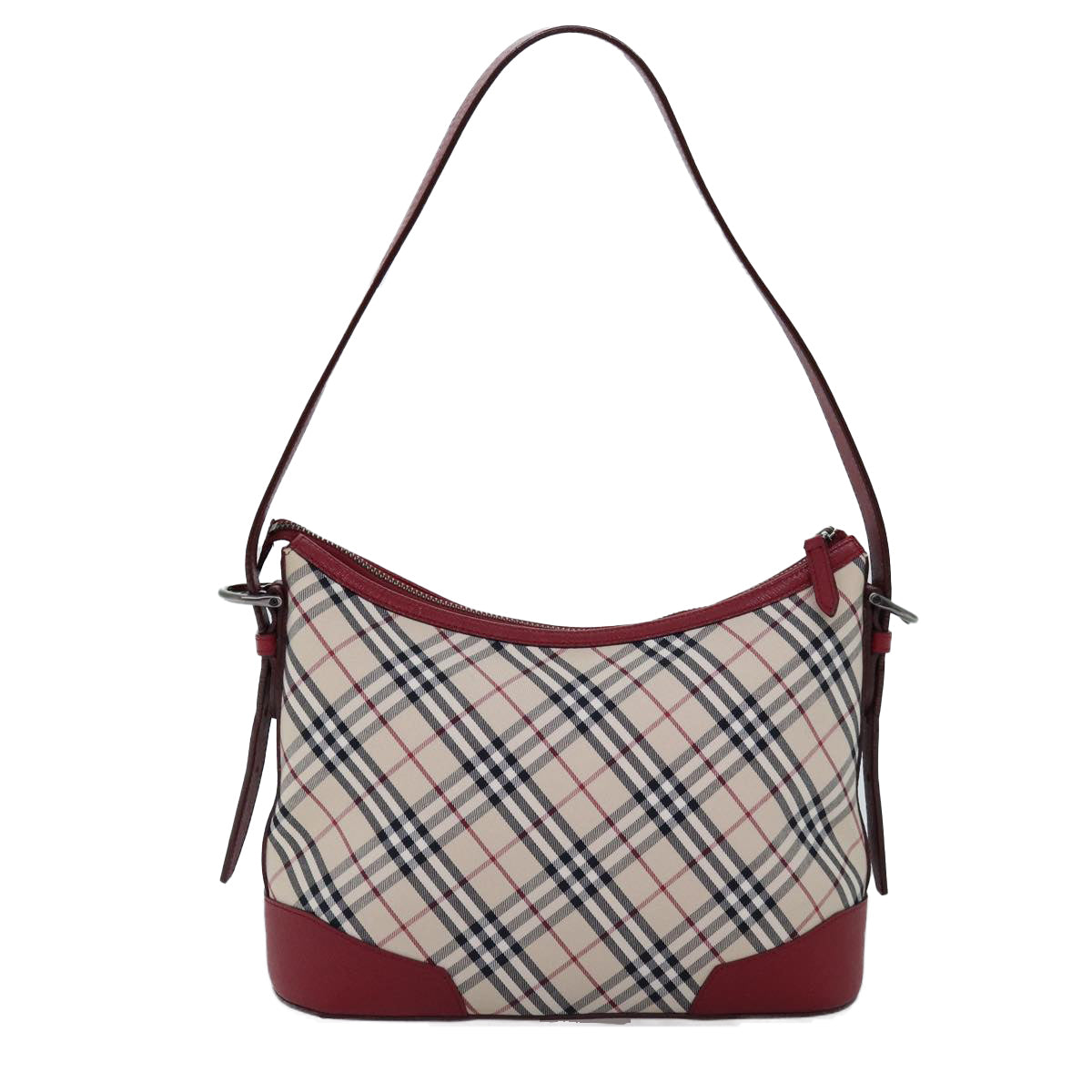 Luxury Burberry Nova Check Shoulder Bag Canvas Red Auth 76480