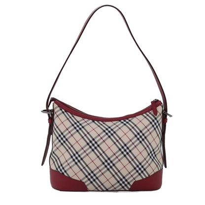 Luxury Burberry Nova Check Shoulder Bag Canvas Red Auth 76480