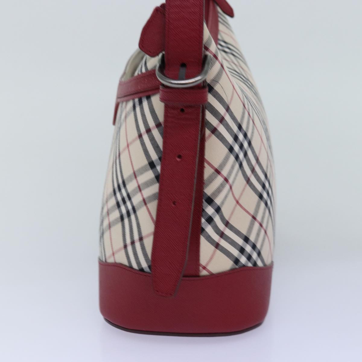 Luxury Burberry Nova Check Shoulder Bag Canvas Red Auth 76480
