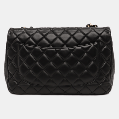Chanel Classic Flap Jumbo 2009 Black Lambskin Leather Single Flap with Gold Hardware