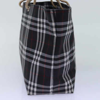 Luxury Burberry Nova Check Hand Bag Nylon Black Auth 76571