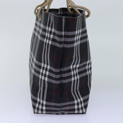 Luxury Burberry Nova Check Hand Bag Nylon Black Auth 76571